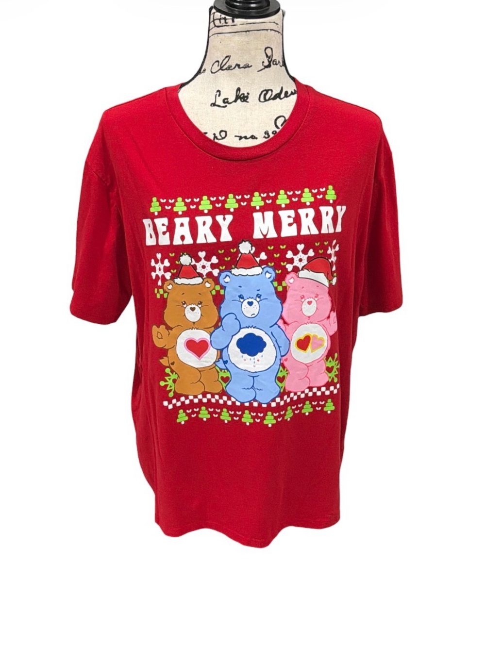 Care Bears Beary Merry Christmas Graphic T-Shirt Red XXL
